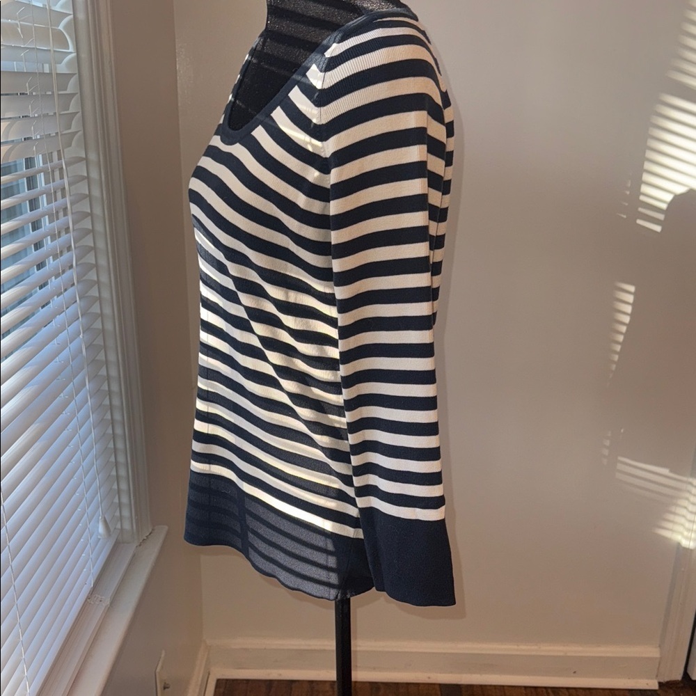 Banana Republic Striped Silk Blend Knit Top 3/4 Sleeve Size XL - Picture 6 of 10